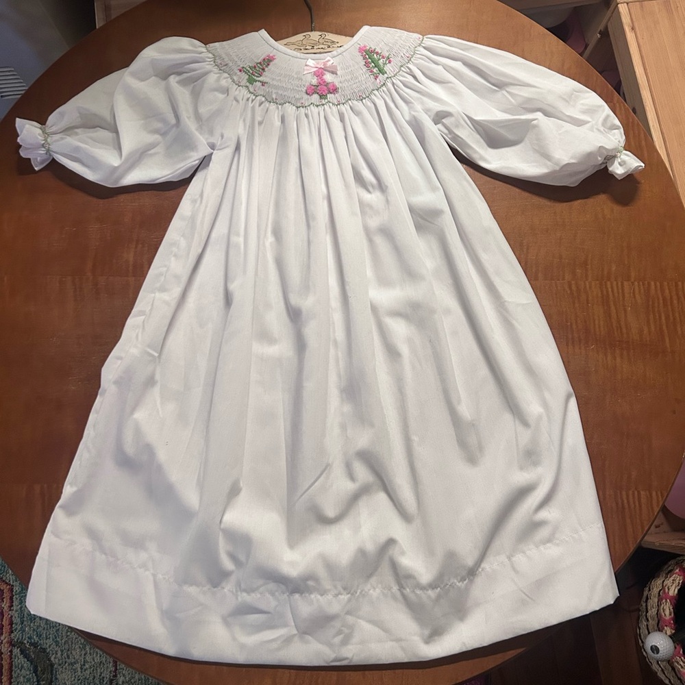 Elegant White Kids Dress with Embroidered Details